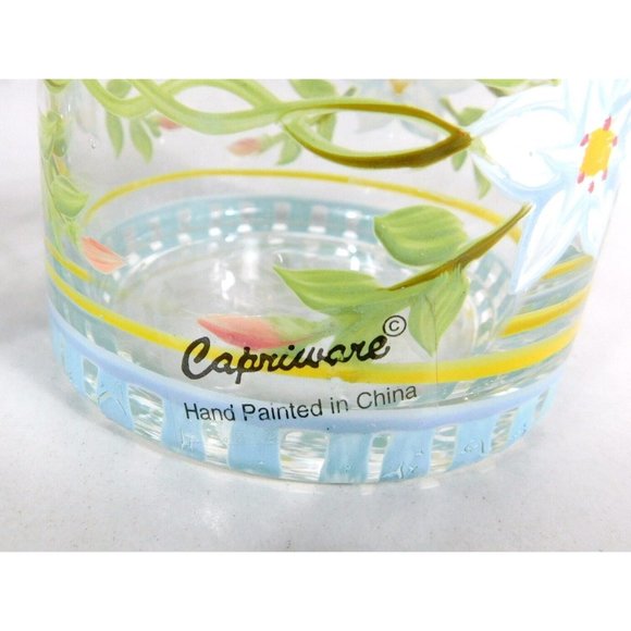 Hand Painted Capriware Glasses Set 2 Floral Pattern Flowers Barware Drinkware - Picture 4 of 10